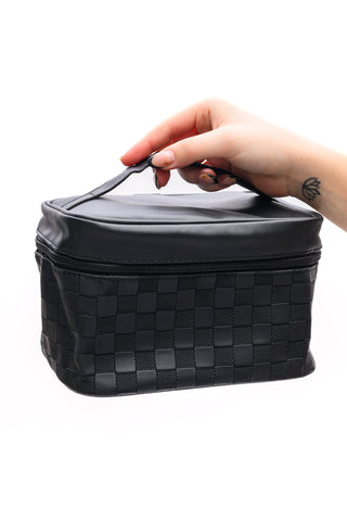 Subtly Checked Cosmetic Bags set of 4 in Black-OS-[option4]-[option5]-[option6]-[option7]-[option8]-Womens-Clothing-Shop