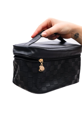 Subtly Checked Cosmetic Bags set of 4 in Black-OS-[option4]-[option5]-[option6]-[option7]-[option8]-Womens-Clothing-Shop