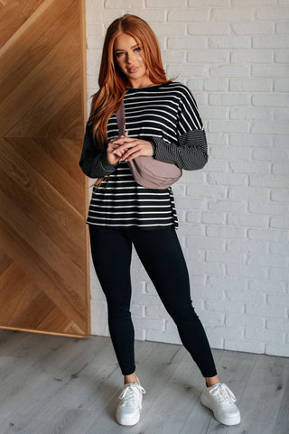 Super Clever Patchwork Striped Top in Black-[option4]-[option5]-[option6]-[option7]-[option8]-Womens-Clothing-Shop