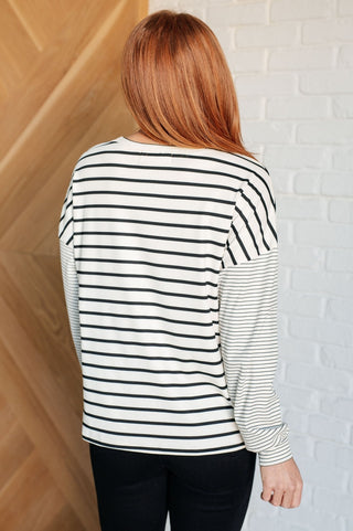 Super Clever Patchwork Striped Top in Ivory-[option4]-[option5]-[option6]-[option7]-[option8]-Womens-Clothing-Shop