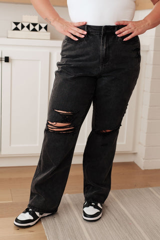 Susannah High Rise Rigid Magic 90's Distressed Straight Jeans in Black-[option4]-[option5]-[option6]-[option7]-[option8]-Womens-Clothing-Shop