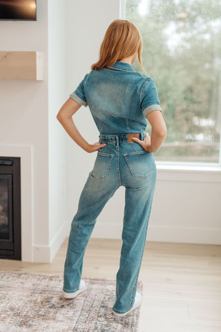 Sylvia Short Sleeve Denim Jumpsuit-[option4]-[option5]-[option6]-[option7]-[option8]-Womens-Clothing-Shop