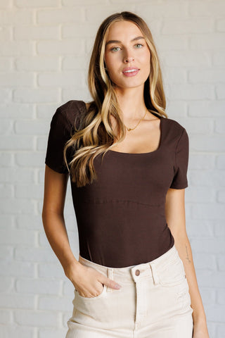 They're Not Like Us Square Neck Bodysuit in Espresso-[option4]-[option5]-[option6]-[option7]-[option8]-Womens-Clothing-Shop