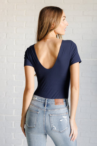 They're Not Like Us Square Neck Bodysuit in Navy-[option4]-[option5]-[option6]-[option7]-[option8]-Womens-Clothing-Shop