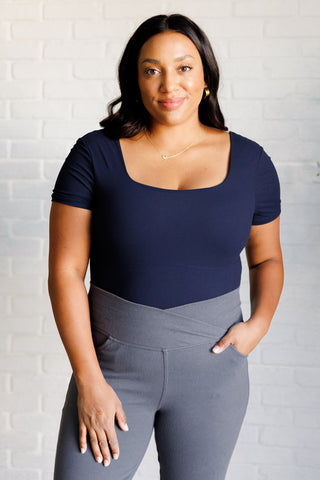 They're Not Like Us Square Neck Bodysuit in Navy-[option4]-[option5]-[option6]-[option7]-[option8]-Womens-Clothing-Shop