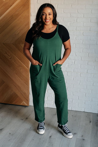 Totally Me Spaghetti Strap Jumpsuit in Dark Green-[option4]-[option5]-[option6]-[option7]-[option8]-Womens-Clothing-Shop