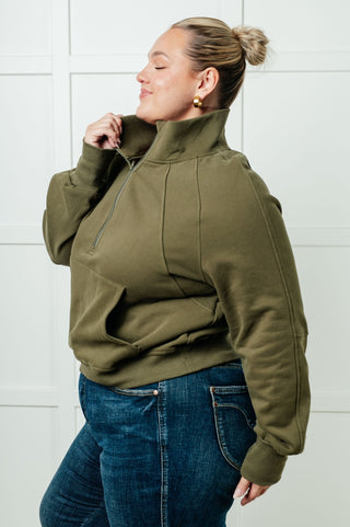 Under Her Spell Half Zip Pullover in Green-[option4]-[option5]-[option6]-[option7]-[option8]-Womens-Clothing-Shop