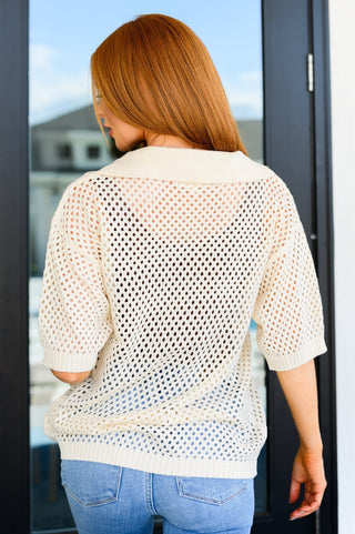 Under The Boardwalk Fishnet Collared Top-[option4]-[option5]-[option6]-[option7]-[option8]-Womens-Clothing-Shop