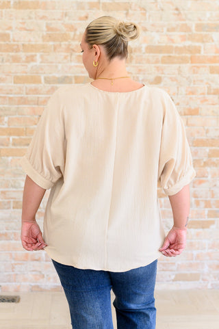 Up For Anything V-Neck Blouse in Taupe-[option4]-[option5]-[option6]-[option7]-[option8]-Womens-Clothing-Shop