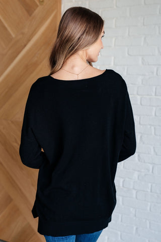 V-Neck Front Seam Sweater in Black-[option4]-[option5]-[option6]-[option7]-[option8]-Womens-Clothing-Shop