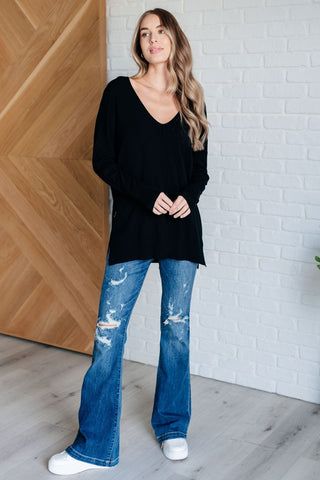 V-Neck Front Seam Sweater in Black-[option4]-[option5]-[option6]-[option7]-[option8]-Womens-Clothing-Shop