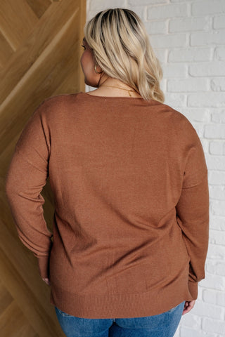 V-Neck Front Seam Sweater in Deep Camel-[option4]-[option5]-[option6]-[option7]-[option8]-Womens-Clothing-Shop