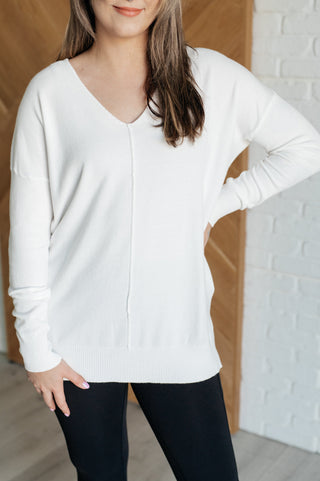 V-Neck Front Seam Sweater in Ivory-[option4]-[option5]-[option6]-[option7]-[option8]-Womens-Clothing-Shop