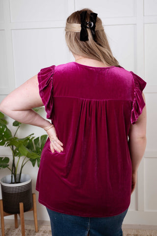 Velveteen Queen Blouse in Magenta-[option4]-[option5]-[option6]-[option7]-[option8]-Womens-Clothing-Shop