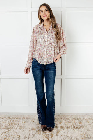 You and I Connect Floral Button Up Blouse-[option4]-[option5]-[option6]-[option7]-[option8]-Womens-Clothing-Shop