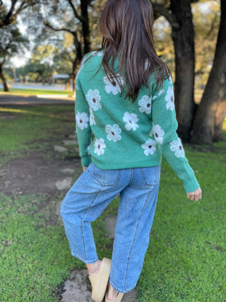 PREORDER: Flower Powered Half Zip Sweater in Four Colors-[option4]-[option5]-[option6]-[option7]-[option8]-Womens-Clothing-Shop