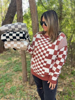 PREORDER: All Checkered Out Sweater in Four Colors-[option4]-[option5]-[option6]-[option7]-[option8]-Womens-Clothing-Shop