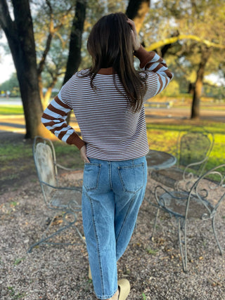 PREORDER: Aspen Striped Sleeve Sweater in Four Colors-[option4]-[option5]-[option6]-[option7]-[option8]-Womens-Clothing-Shop