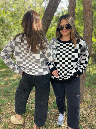 PREORDER: All Checkered Out Sweater in Four Colors-[option4]-[option5]-[option6]-[option7]-[option8]-Womens-Clothing-Shop