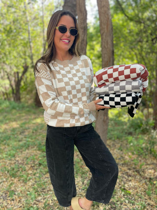 PREORDER: All Checkered Out Sweater in Four Colors-[option4]-[option5]-[option6]-[option7]-[option8]-Womens-Clothing-Shop