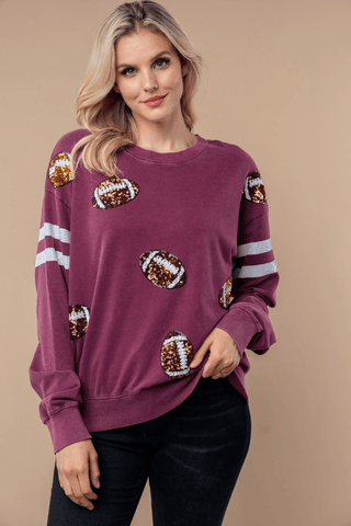 Sequin Football Long Sleeve Knit Top-[option4]-[option5]-[option6]-[option7]-[option8]-Womens-Clothing-Shop