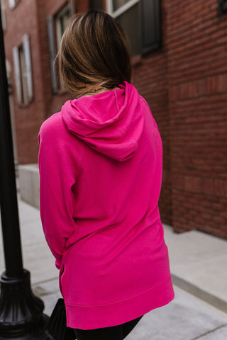 Ampersand Avenue Sideslit Hoodie | Hot Pink-[option4]-[option5]-[option6]-[option7]-[option8]-Womens-Clothing-Shop