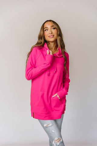 Ampersand Avenue Sideslit Hoodie | Hot Pink-[option4]-[option5]-[option6]-[option7]-[option8]-Womens-Clothing-Shop