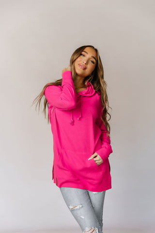 Ampersand Avenue Sideslit Hoodie | Hot Pink-[option4]-[option5]-[option6]-[option7]-[option8]-Womens-Clothing-Shop