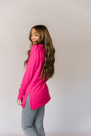 Ampersand Avenue Sideslit Hoodie | Hot Pink-[option4]-[option5]-[option6]-[option7]-[option8]-Womens-Clothing-Shop