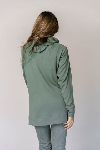 Ampersand Avenue Sideslit Hoodie | Chive-[option4]-[option5]-[option6]-[option7]-[option8]-Womens-Clothing-Shop