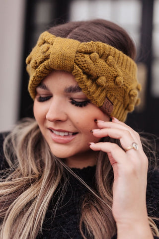 Pom Knit Head Wrap in Mustard-[option4]-[option5]-[option6]-[option7]-[option8]-Womens-Clothing-Shop