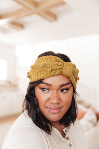 Pom Knit Head Wrap in Mustard-[option4]-[option5]-[option6]-[option7]-[option8]-Womens-Clothing-Shop