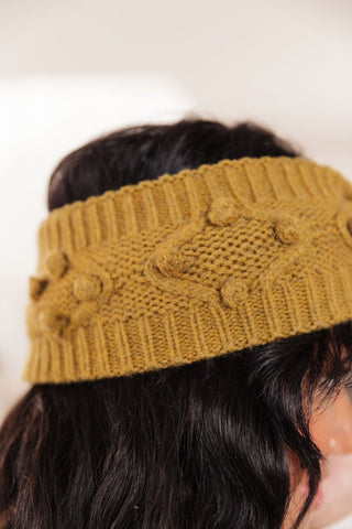 Pom Knit Head Wrap in Mustard-[option4]-[option5]-[option6]-[option7]-[option8]-Womens-Clothing-Shop