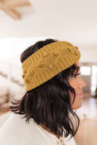 Pom Knit Head Wrap in Mustard-[option4]-[option5]-[option6]-[option7]-[option8]-Womens-Clothing-Shop