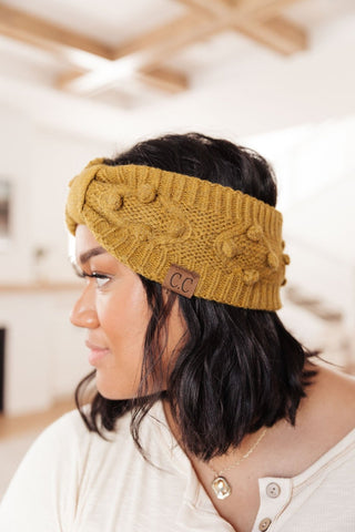 Pom Knit Head Wrap in Mustard-[option4]-[option5]-[option6]-[option7]-[option8]-Womens-Clothing-Shop