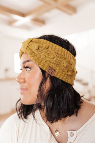 Pom Knit Head Wrap in Mustard-[option4]-[option5]-[option6]-[option7]-[option8]-Womens-Clothing-Shop