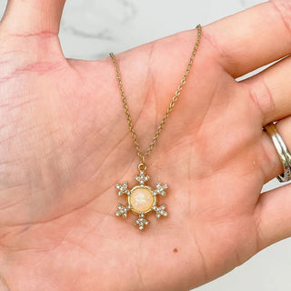 PREORDER: Snowflake Opal Pendant Necklace-One Size-[option4]-[option5]-[option6]-[option7]-[option8]-Womens-Clothing-Shop