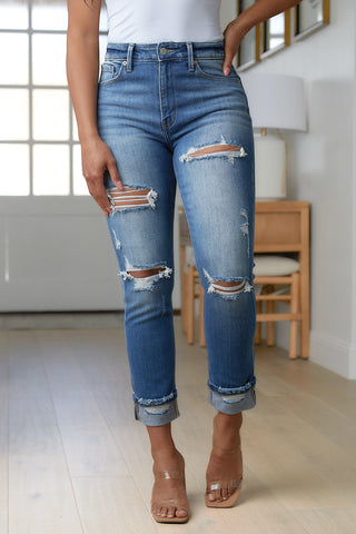 Belinda High Rise Distressed Straight Jeans-[option4]-[option5]-[option6]-[option7]-[option8]-Womens-Clothing-Shop