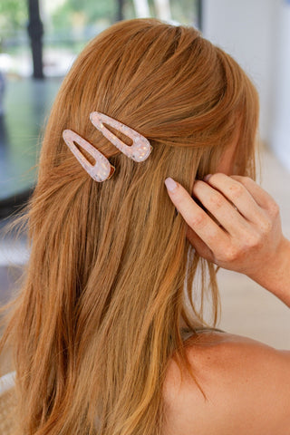 2 Pack Teardrop Hair Clip in Pink Shell-OS-[option4]-[option5]-[option6]-[option7]-[option8]-Womens-Clothing-Shop