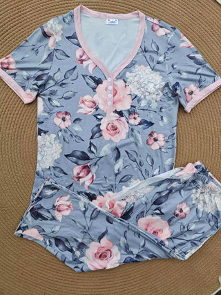 PREORDER: Short Sleeve Capri Pajama Set in Assorted Prints-[option4]-[option5]-[option6]-[option7]-[option8]-Womens-Clothing-Shop