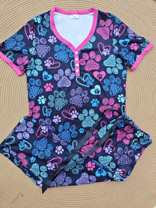 PREORDER: Short Sleeve Capri Pajama Set in Assorted Prints-[option4]-[option5]-[option6]-[option7]-[option8]-Womens-Clothing-Shop