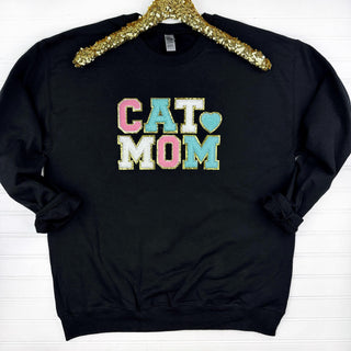 PREORDER: Cat Mom Chenille Patch Sweatshirt-[option4]-[option5]-[option6]-[option7]-[option8]-Womens-Clothing-Shop