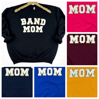 PREORDER: Band Mom Chenille Patch Sweatshirt-[option4]-[option5]-[option6]-[option7]-[option8]-Womens-Clothing-Shop