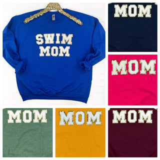 PREORDER: Swim Mom Chenille Patch Sweatshirt-[option4]-[option5]-[option6]-[option7]-[option8]-Womens-Clothing-Shop