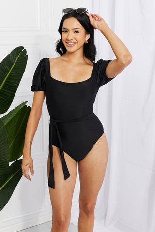 Salty Air Puff Sleeve One-Piece in Black-Black-S-[option4]-[option5]-[option6]-[option7]-[option8]-Womens-Clothing-Shop