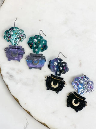 PREORDER: Spooky Cauldron Dangle Earrings in Two Colors-[option4]-[option5]-[option6]-[option7]-[option8]-Womens-Clothing-Shop