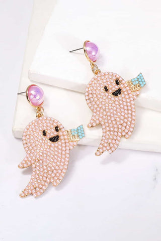 Ghost Shape Synthetic Pearl Dangle Earrings-Carnation Pink-One Size-[option4]-[option5]-[option6]-[option7]-[option8]-Womens-Clothing-Shop