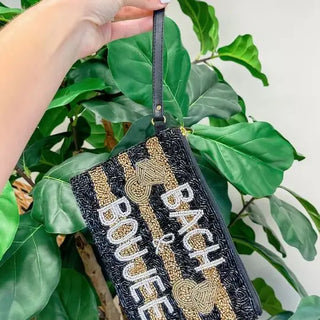 PREORDER: Bach & Boujee' Beaded Zip Wristlet-One Size-[option4]-[option5]-[option6]-[option7]-[option8]-Womens-Clothing-Shop