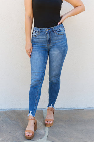 Kancan Lindsay Raw Hem High Rise Skinny Jeans-[option4]-[option5]-[option6]-[option7]-[option8]-Womens-Clothing-Shop