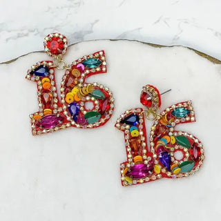 PREORDER: 16th Birthday Celebration Rhinestone Drop Earrings-One Size-[option4]-[option5]-[option6]-[option7]-[option8]-Womens-Clothing-Shop